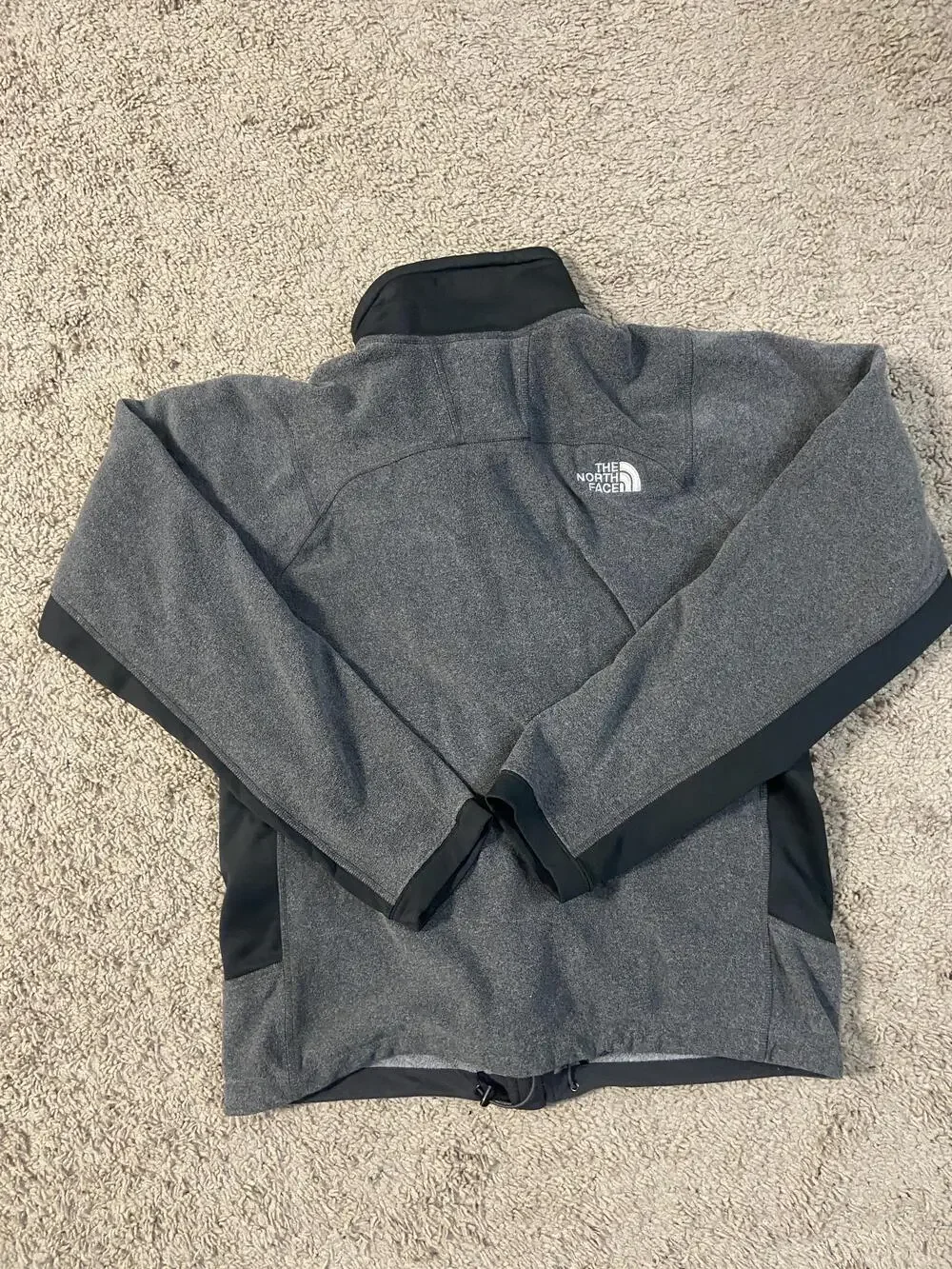 The North Face Jacket Mens Small Gray Black Full Zip Fleece Softshell Panels